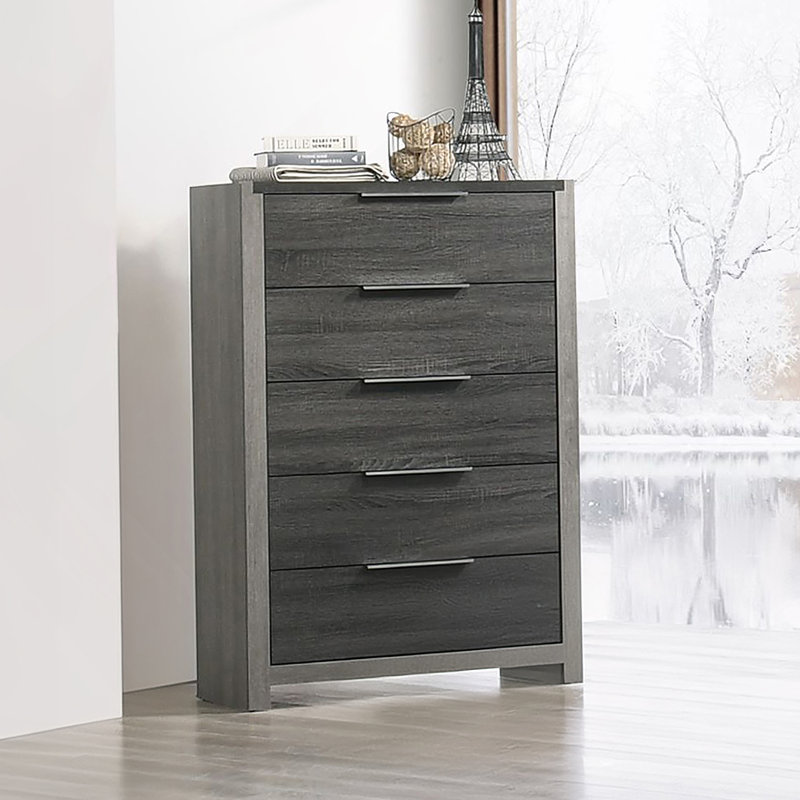 Commode de chambre en bois avec 5 tiroirs