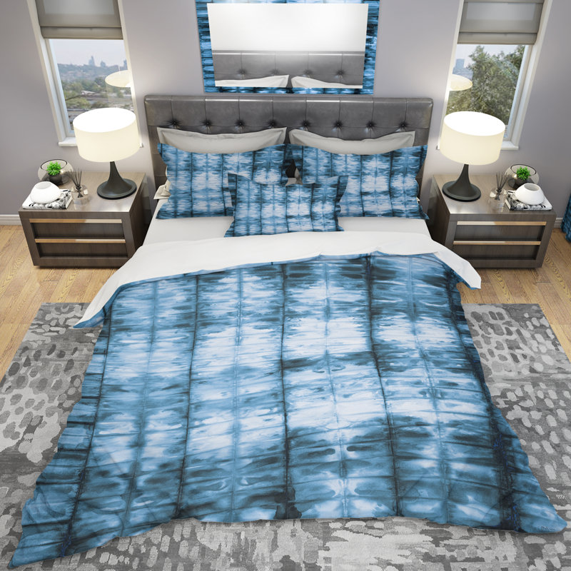 Ensemble de housse de couette en aquarelle géométrique iv, Housse de couette très grand + 2 taies décoratives