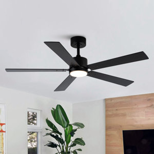 Vaczon 52" 5 - Blade Modern Black Ceiling Fan with LED Lights and Remote Control