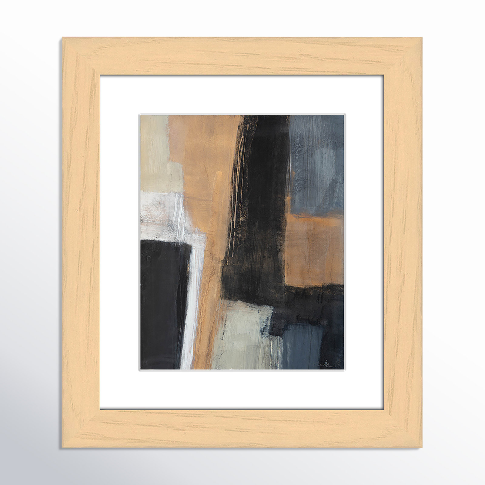 Calderon "Metallic Slate I" Print, 16.5" H x 14.5" W x 1.25" D, Natural Cube Frame Matted