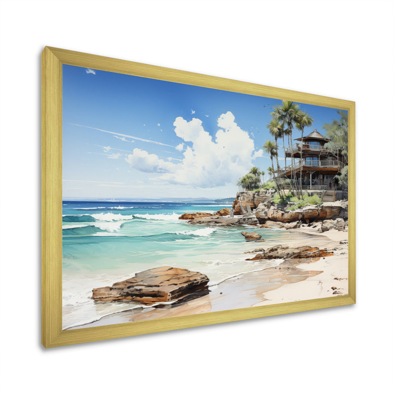 Cancun Beach Resort II - Imprimé, H 34 po x l 44 po x P 1,5 po, Encadrement doré