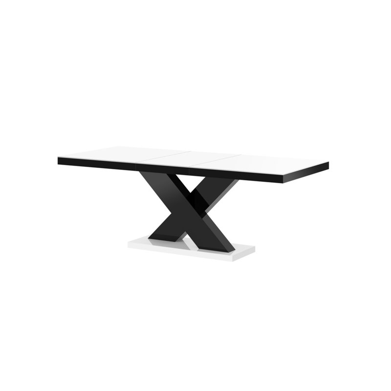 256cm Solid Oak Pedestal Dining Table, White/Black