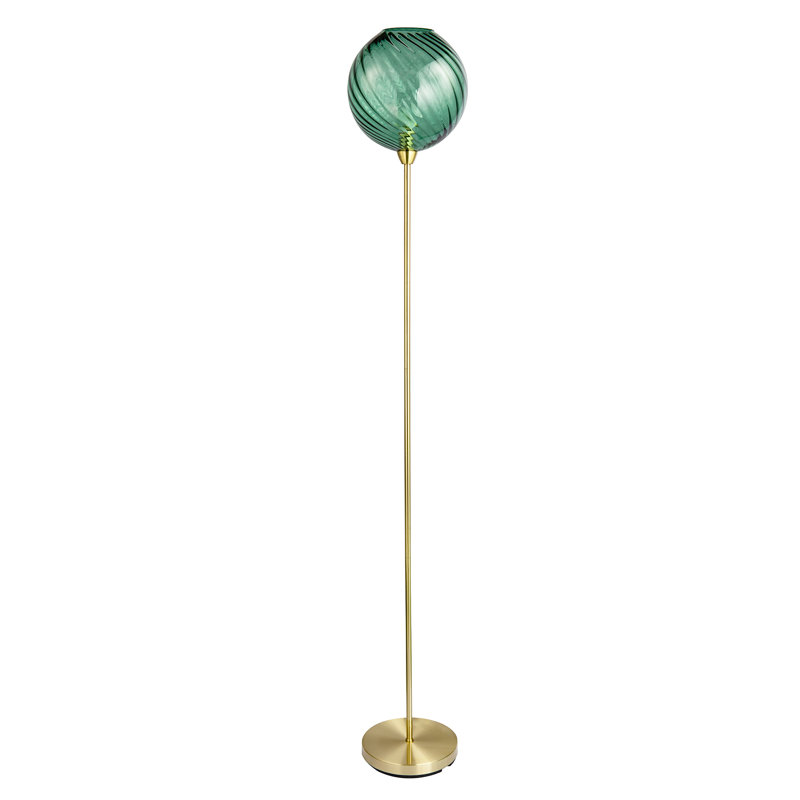 Alingtons Designer Chic Floor Lamp with Brushed Base and Glass Shade, Green