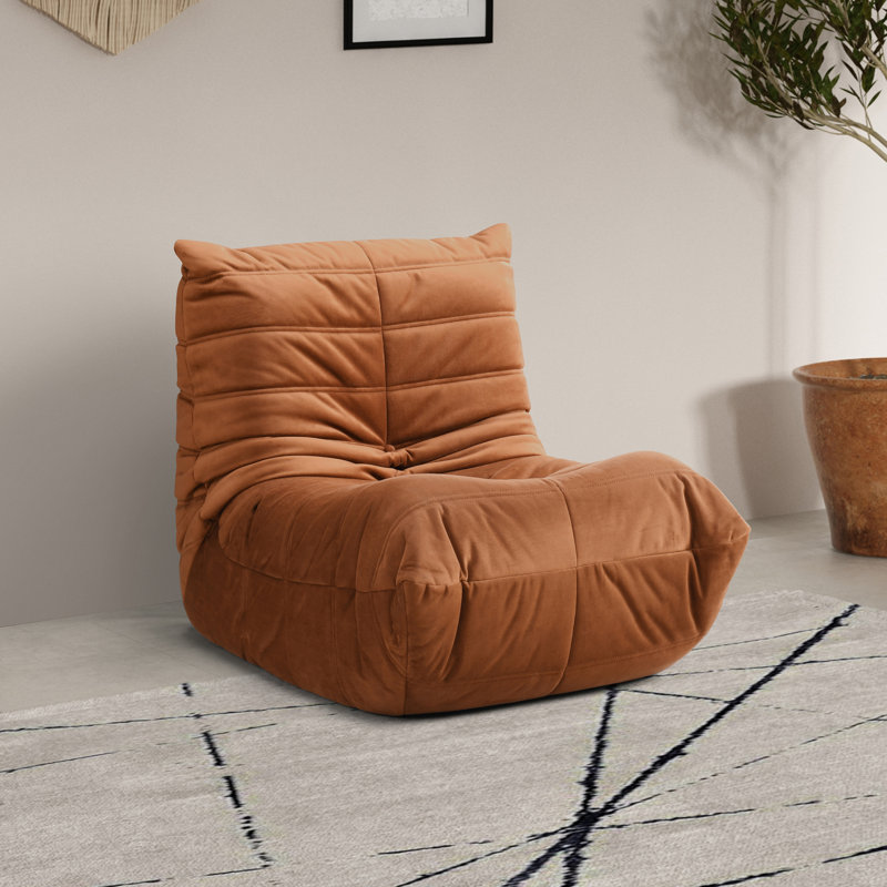 Chaise rembourrée en velours Rachel, Velours cognac