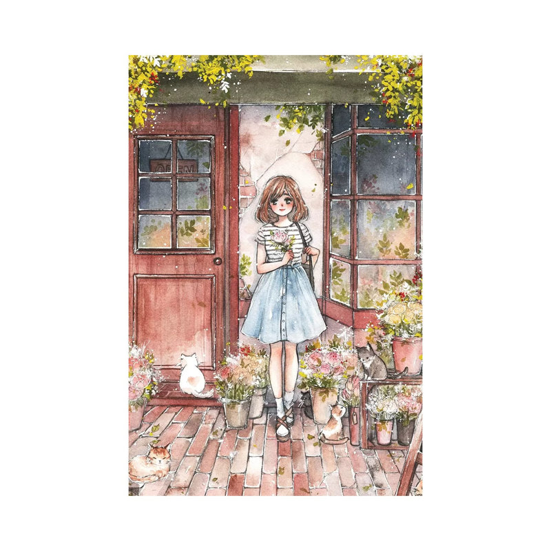 Flower Shop by Cherriuki - Wrapped Canvas Painting, 66.04 cm H x 45.72 cm W x 3.175 cm D
