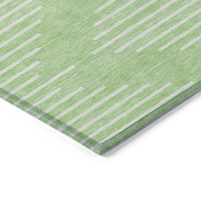Mint Green Geometric Diamond Washable Synthetic Rug