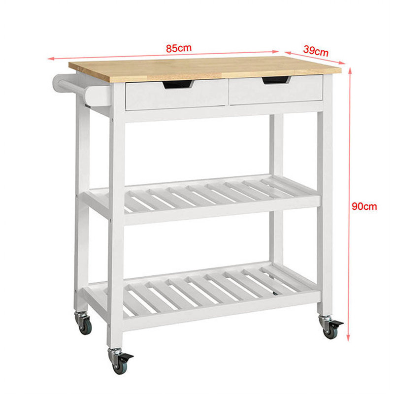 Farice Solid Wood Top Kitchen Cart