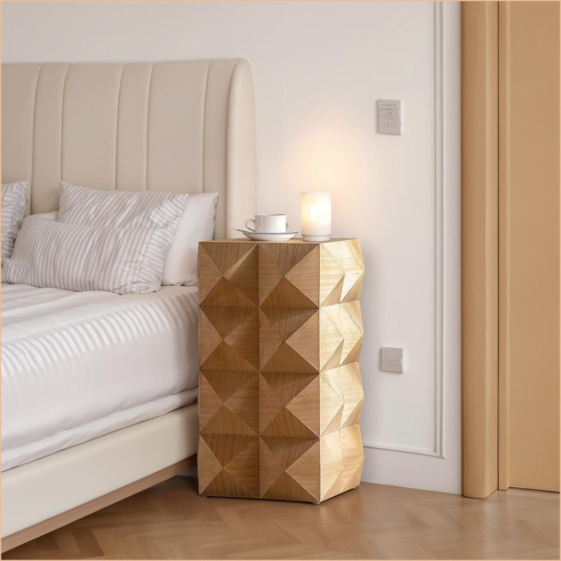 Table basse rétro en sapin avec relief 3D, durable et amp; Aucun assemblage requis pour le salon
