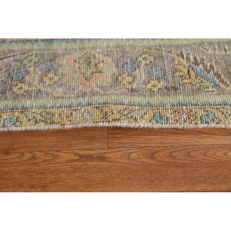Tapis unique en laine noué à la main de style années 1960 de 6 pi 5 po x 9 pi 8 po gris Lizbeth