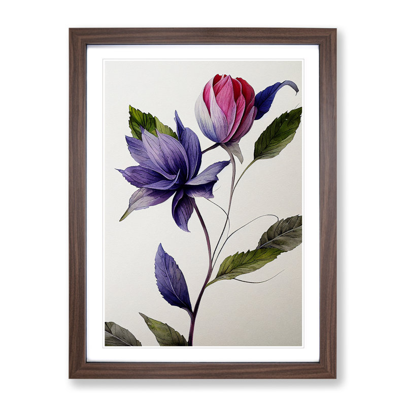 The Unique Flower - Framed Print, 34cm H x 25cm W x 2cm D, Walnut