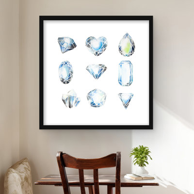Crystals - Blue Framed Matted Print for Home Decor