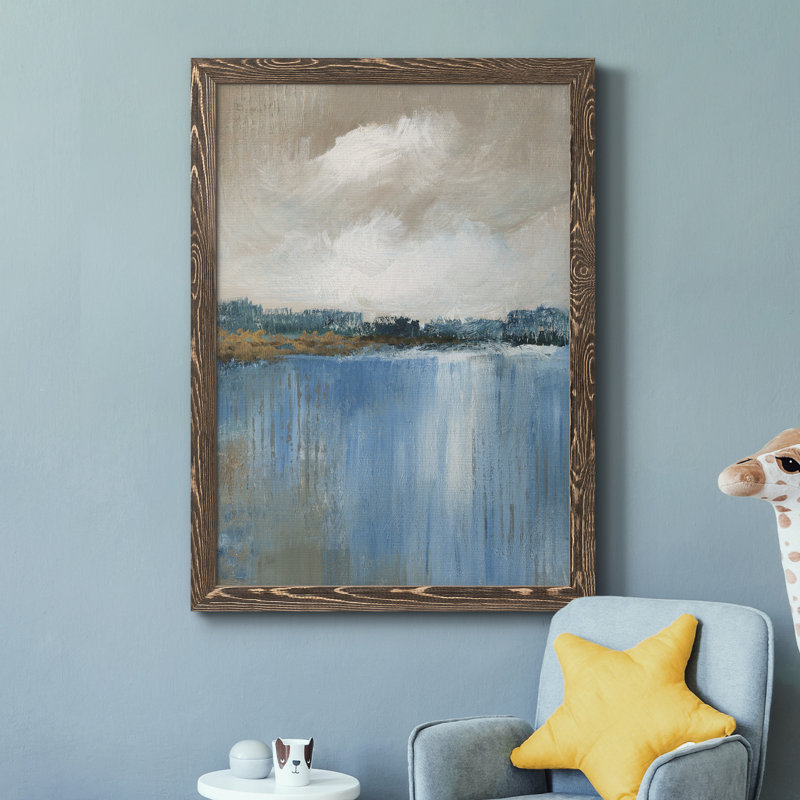 Vent et eau - Peinture sur toile encadrée, Noyer, H 44 po x l 31 po x P 1 po