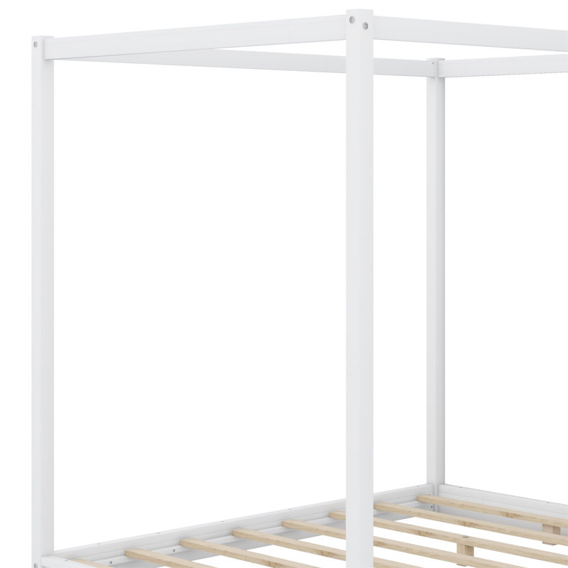 Abdulaziz Canopy Bed, White, Queen
