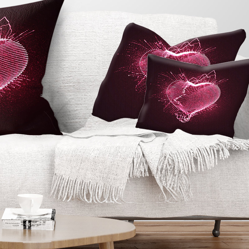 Happy Valentines Day - Coussin imprimé abstrait, 12 po x 20 po, Oreiller européen
