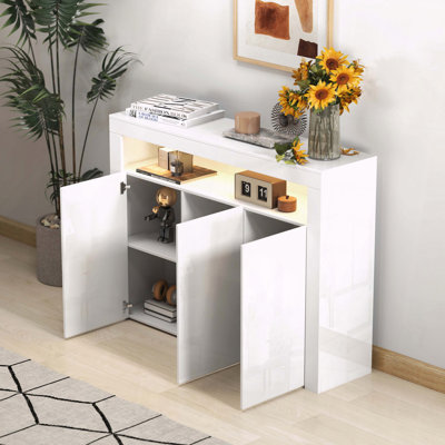 Armoire de rangement moderne avec lumière DEL en bois