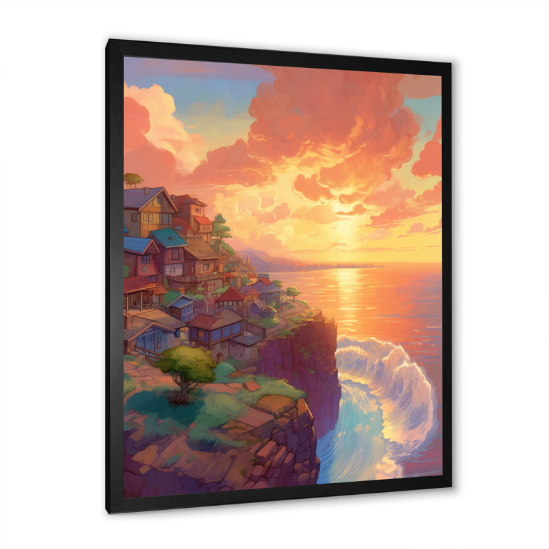 «Seaside Village Dream I», reproduction sur toile, Cadre photo noir, H 20 po x l 12 po x P 1 po