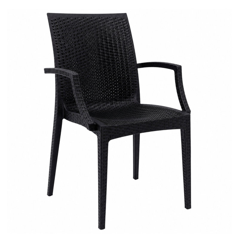 Fauteuil de patio empilable sans assemblage Mace - Chaise de salle à manger moderne en tissu toutes saisons imperméable et robuste