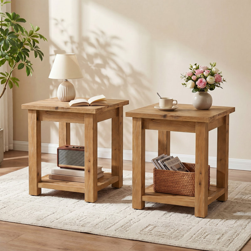 Solid Wood Square End Table