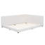 Lit plateforme tapissier pleine grandeur avec ports USB, beige