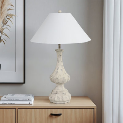Lampe de table antique en résine, H 31 po, résine 31 po - 20,0 po x 20,0 po x 31,0 po