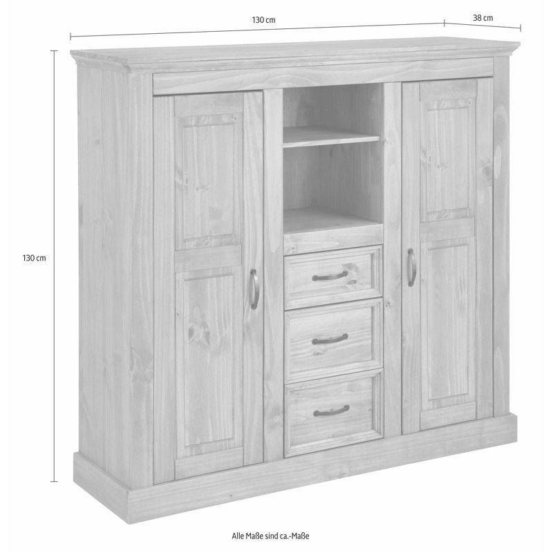 Perley 130cm Sideboard, Grey / White