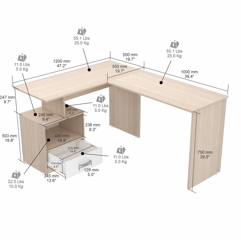 Juliahnna L-Shaped Computer Desk