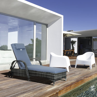 Aalijah Reclining Sun Lounger with Cushion