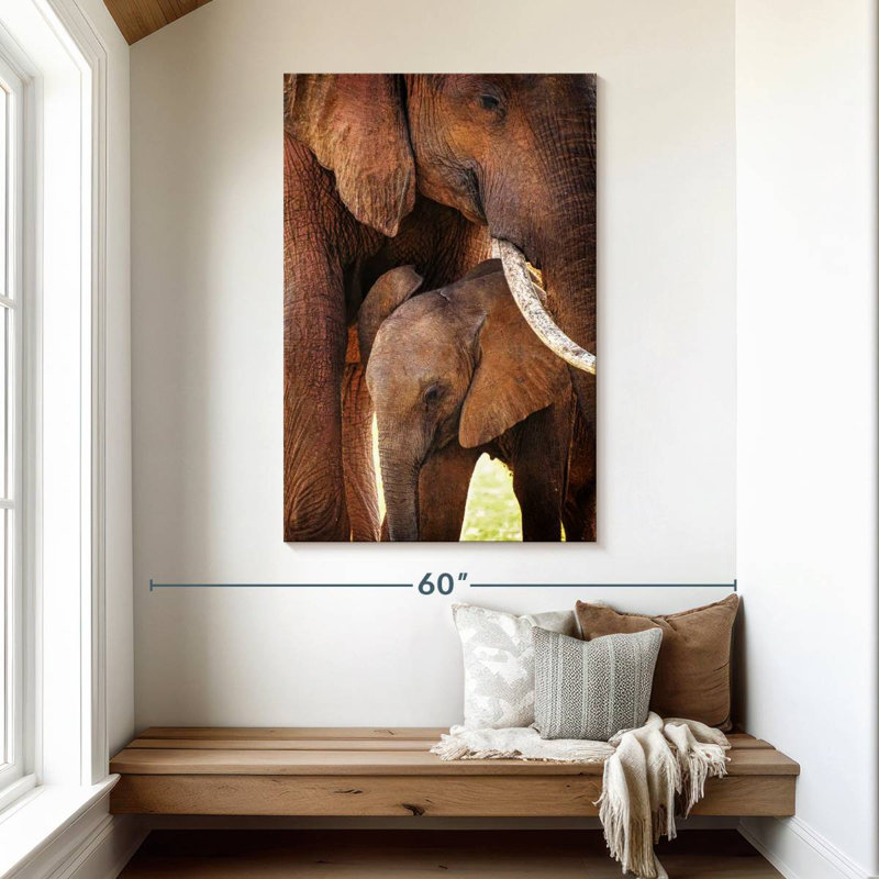 Brampt Mama And Baby Elephant, 48" H x 32" W