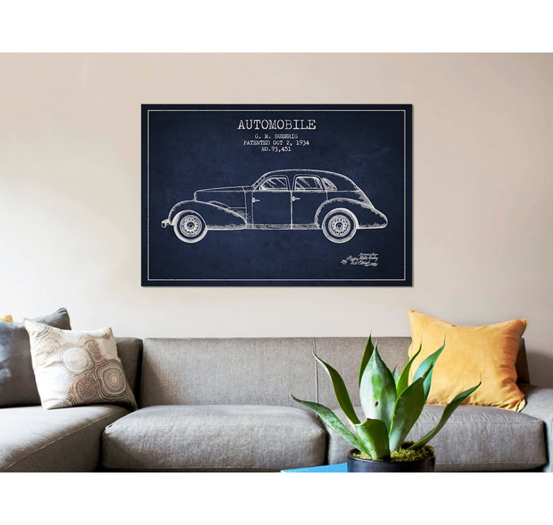 « g.m. buehrig cable automobile iii », reproduction d’impression sur toile en bleu marine, H 18 po x l 26 po x P 1,5 po