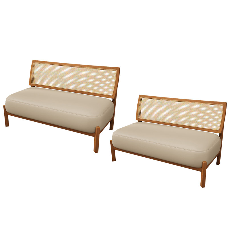 Banc rembourré en similicuir, Beige