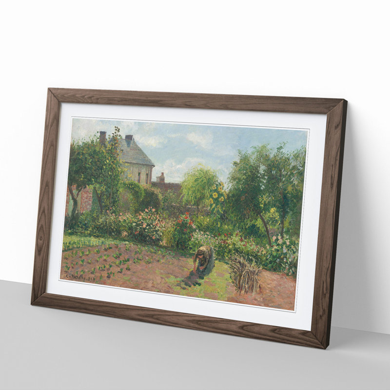 Garden at Eragny by Camille Pissarro - Framed Print, 48cm H x 65cm W x 2cm D, Walnut Framed