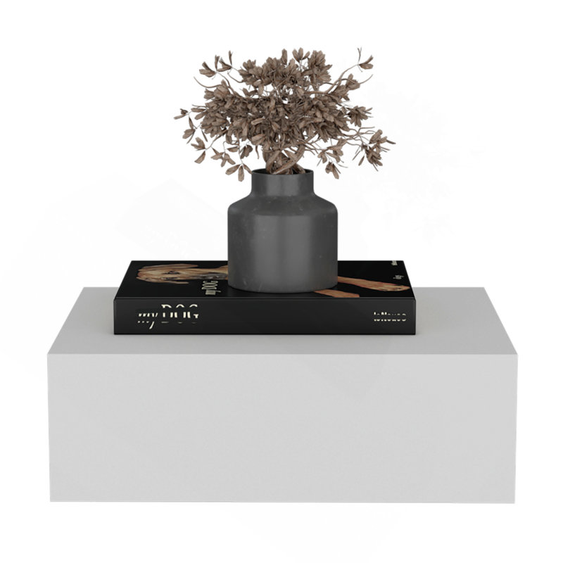 Table de chevet flottante H 5 po, tablette de chevet murale moderne avec tiroir, blanc, Blanc