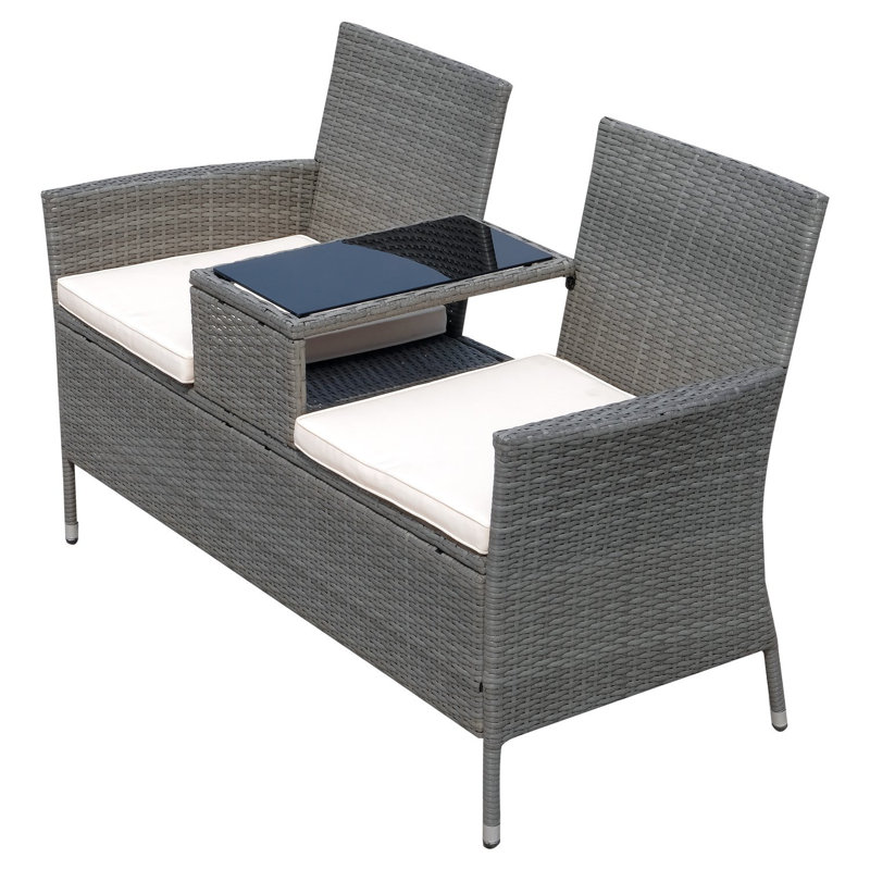 Yatendra Rattan Love Seat, Grey