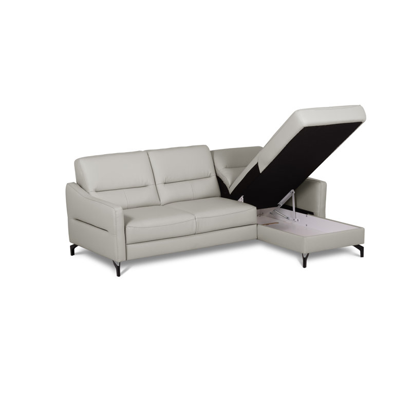 Falkirk Leather Corner Sofabed, Right Hand Facing, Light Grey