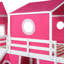 Lit mezzanine double avec tente et tour rose Slide