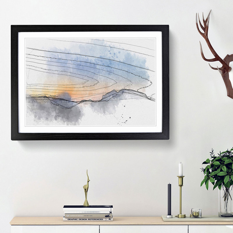 Mountain Range in Spain in Abstract - Picture Frame Graphic Art Print, Black Framed, 62cm H x 87cm W x 2cm D