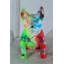 Statue bouledogue français en résine NIFao avec éclaboussures de peinture arc-en-ciel 16 po x 9 po x H 16 po