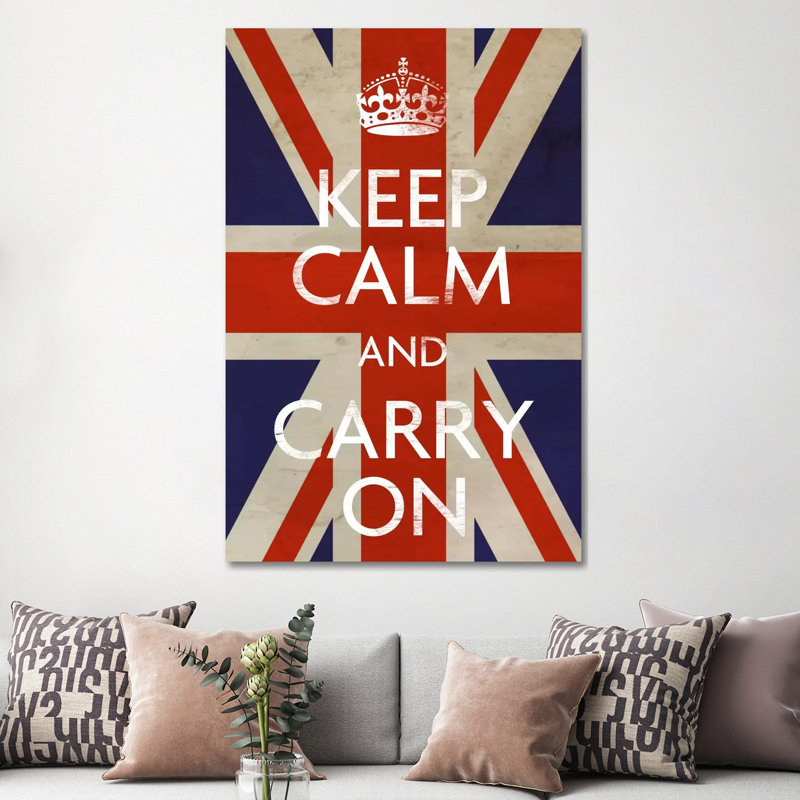 Keep Calm & Carry On (British Flag) - Wrapped Canvas Print, 152.5 cm H x 101.5 cm W