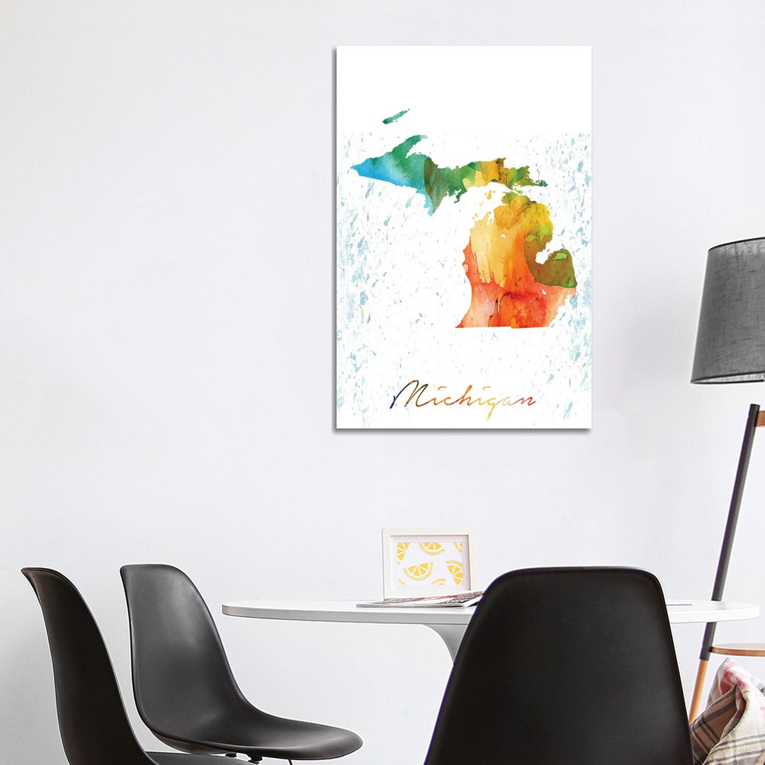 Michigan State Colorful by WallDecorAddict - Wrapped Canvas Gallery-Wrapped Canvas Giclée