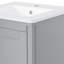Meuble-lavabo de 20 po en gris, équipé d'un lavabo en céramique, d'une porte à fermeture en douceur, de deux tablettes sur la porte et d'un rangement en forme de U pour les petites salles de bain compactes.-120658761