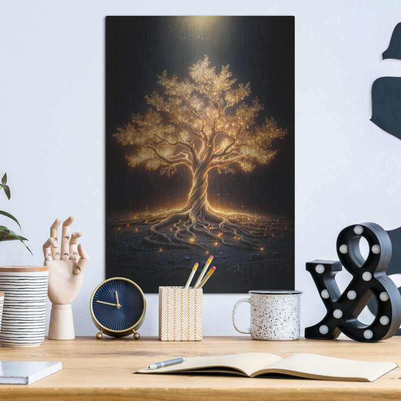  «Tree Glow 3» par Rey Klimt, art mural en métal, 12 po x 16 po, H 16 po x l 12 po