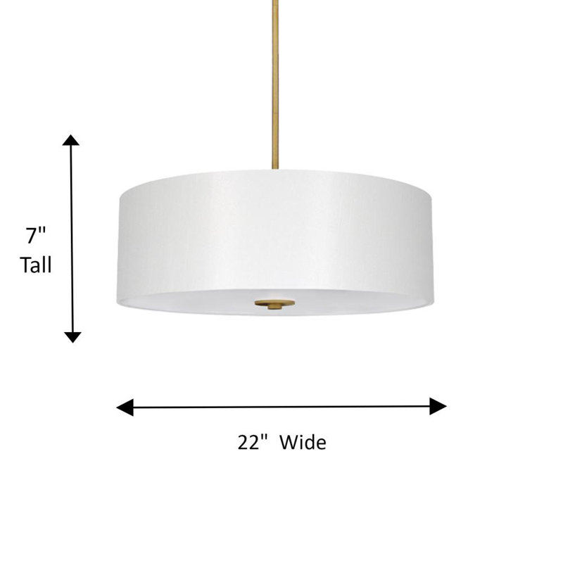Aimiejit 4 - Light Dimmable Kitchen Island Drum Chandelier, Gold, Pristine White