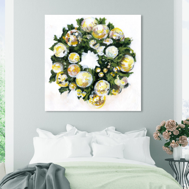 Golden Christmas - peinture sur toile tendue, H 30 po x l 30 po