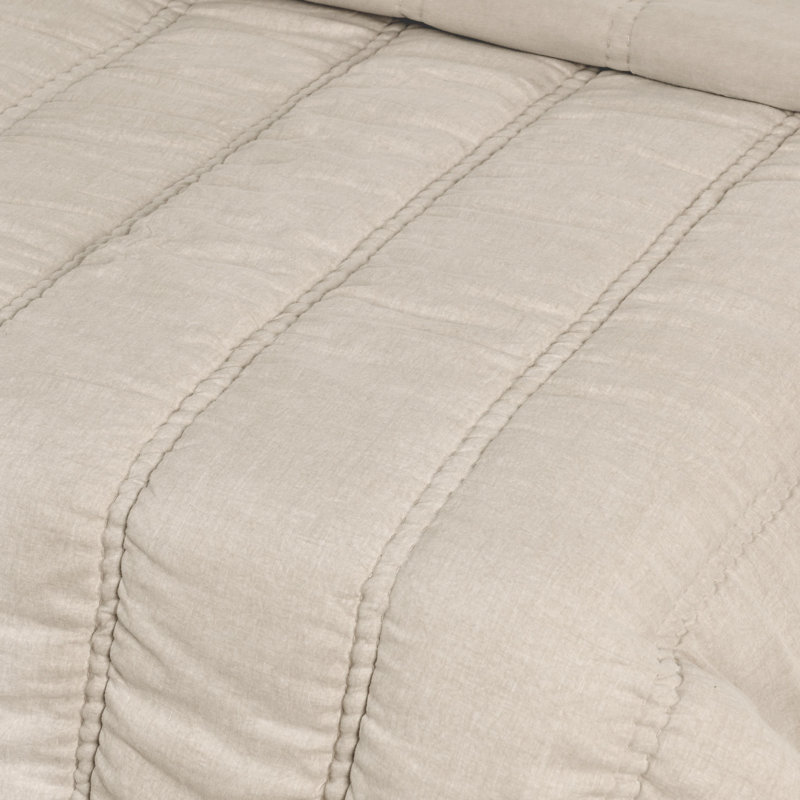 Rowen Sustainable Fabric Quilt, Queen Quilt, Beige