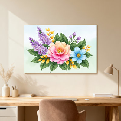 Arrangement floral de plantes et de fleurs avec des fleurs colorées et des feuilles vertes