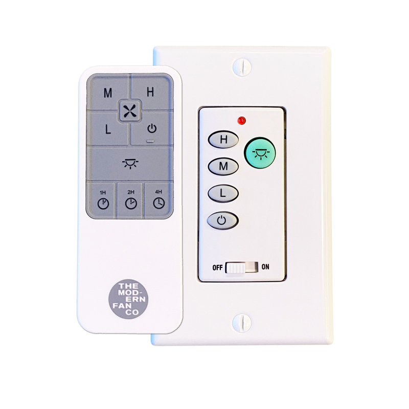 LED Downrod Ceiling Fan, Wall Control with Remote Handset (2-wire), White, Gloss White