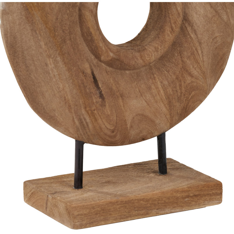 Handcarved Mango Wood Circular Ornament, Natural