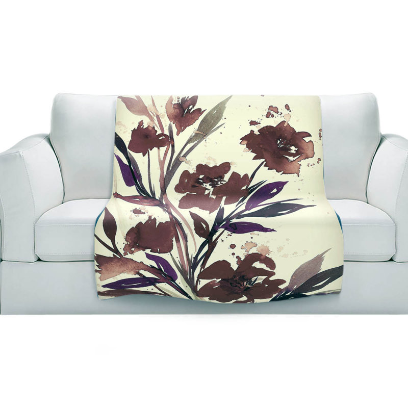 Couverture de sherpa brun doux posies avec poches, l 51 po x L 60 po