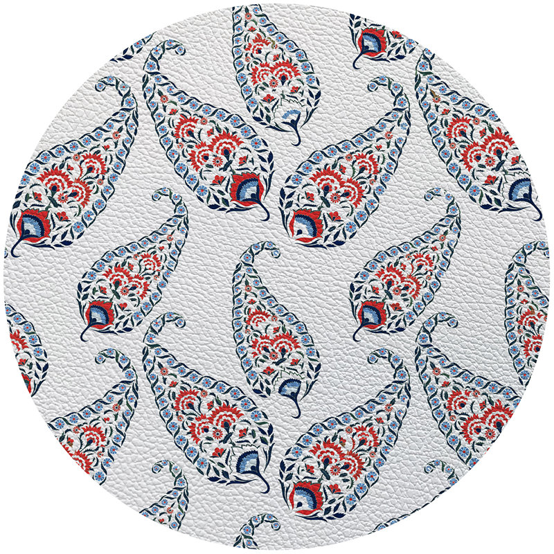 Indian Paisley 16" Vinyl Placemat, Red Blue