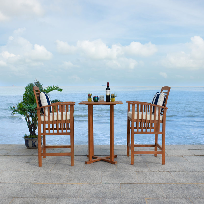 Eastford 2 - Person Wood Patio Dining Set with Square Table , Cushions Included, Natural